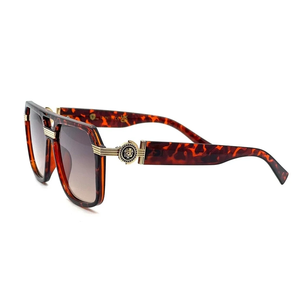 Women Rectangular Fashion Sunglasses‎ Gold Metal Bar Comfortable Female Lentes
